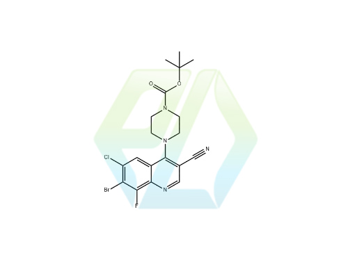 1-Piperazinecarboxylic acid, 4-(7-bromo-6-chloro-3-cyano-8-fluoro-4-quinolinyl)-, 1,1-dimethylethyl ester